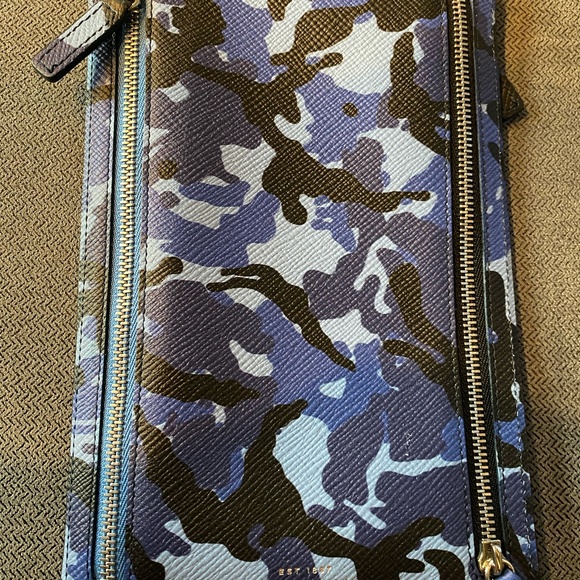 Smythson Panama Zip Currency Case in Blue Camo - Picture 2 of 5